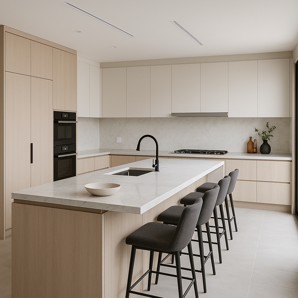 Modern bathroom with large format tile